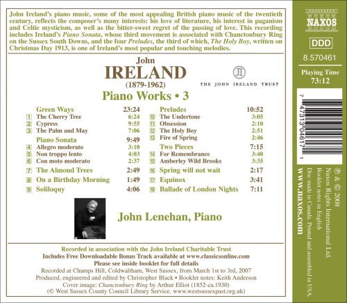 Ireland, J.: Piano Works, Vol. 3 - Piano Sonata / Preludes