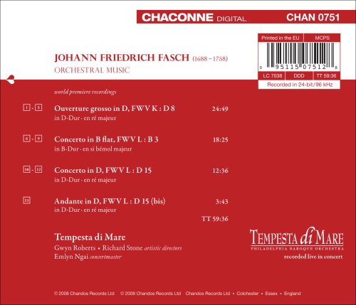 Fasch: Orchestral Works, Vol. 1