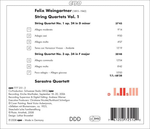 Weingartner, F.: String Quartets, Vol. 1 - Nos. 1 and 3