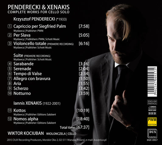 Penderecki & Xenakis: Complete Works For Cello Solo Wiktor Kociuban - Cello