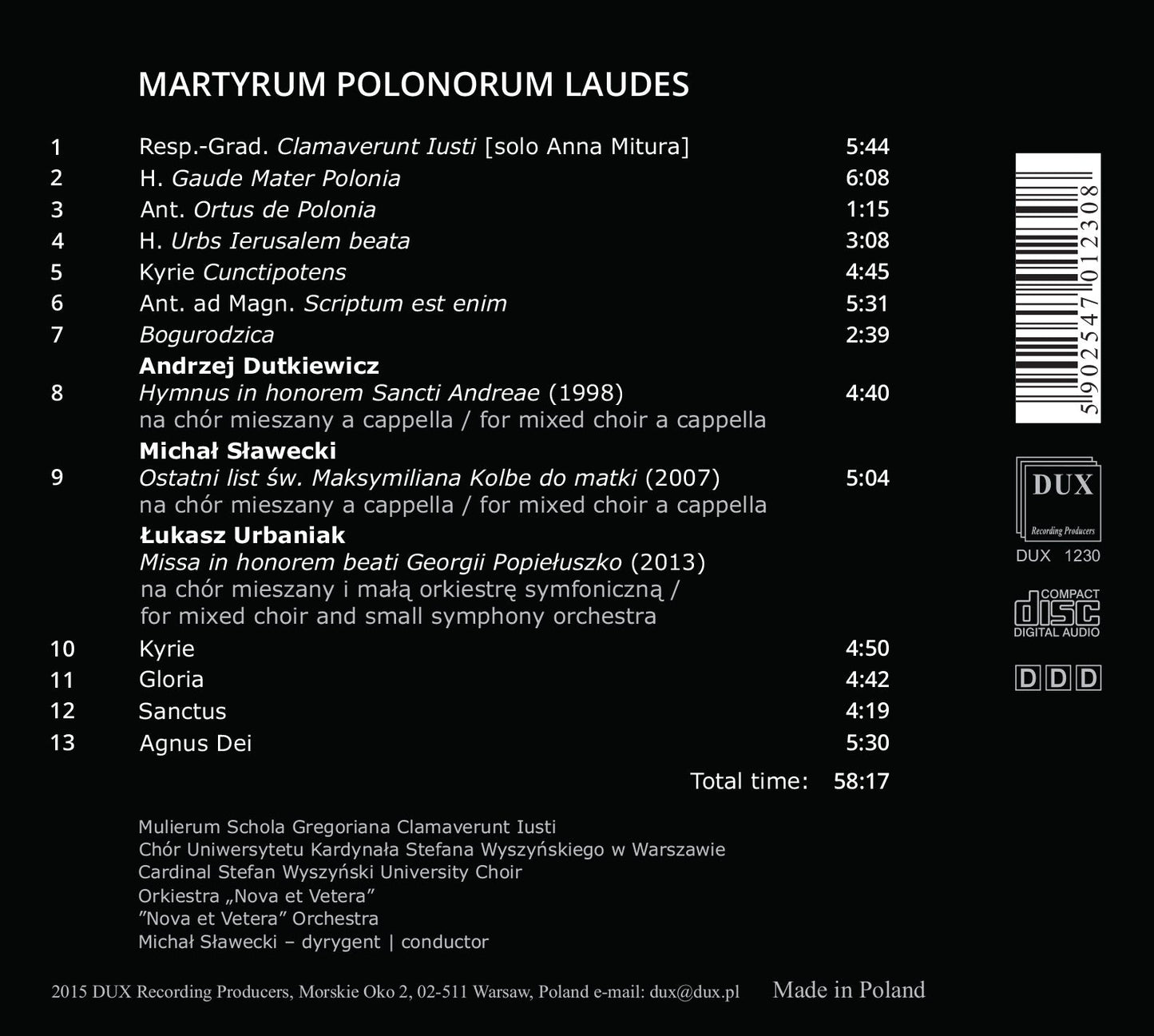 Martyrum Polonorum Laudes / Nova et Vetera Orchestra