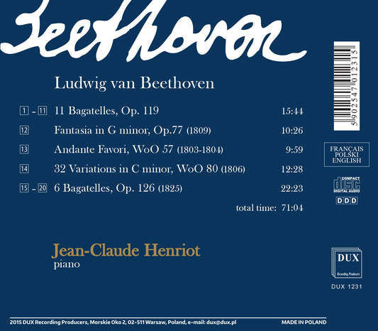 Beethoven: Piano Works Jean-Claude Henriot