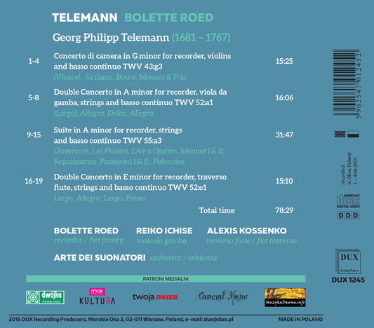 Telemann: Recorder Music Roed, Ichise, Kossenko, Arte Dei Suonatori
