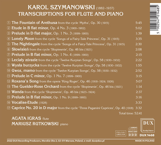 Szymanowski: Transcriptions For Flute & Piano