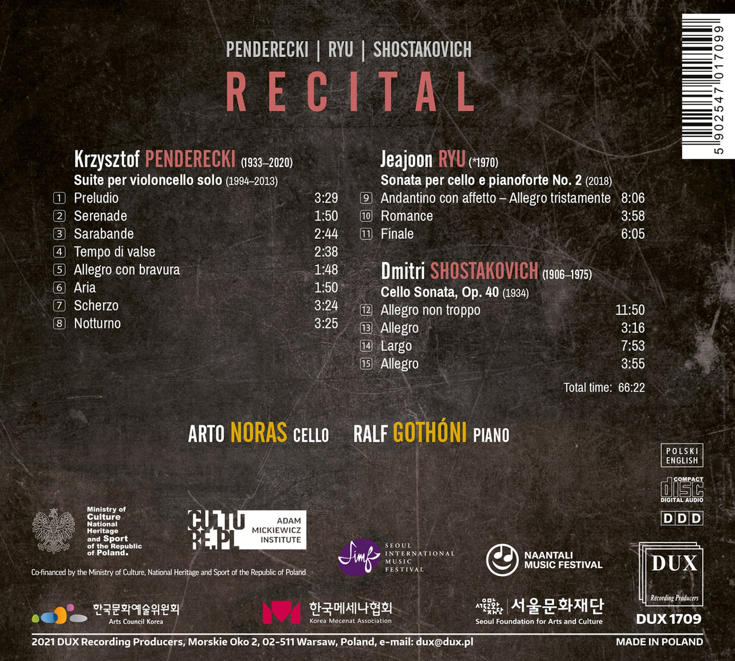 Penderecki, Ryu & Shostakovich: Recital