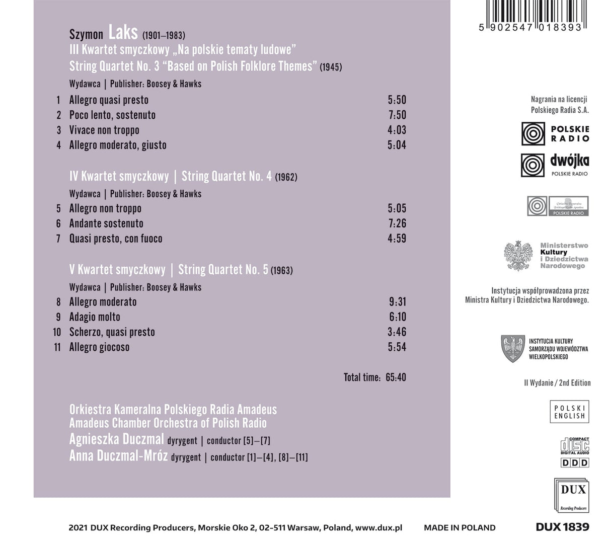 Laks: Quartets Nos. 3, 4 & 5