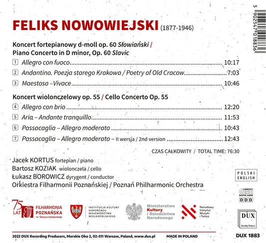 Nowowiejski: Piano Concerto In D Minor, Op. 60 "Slavic";
Cel Jacek Kortus, Bartosz Koziak, Poznan Philharmonic Orchestra