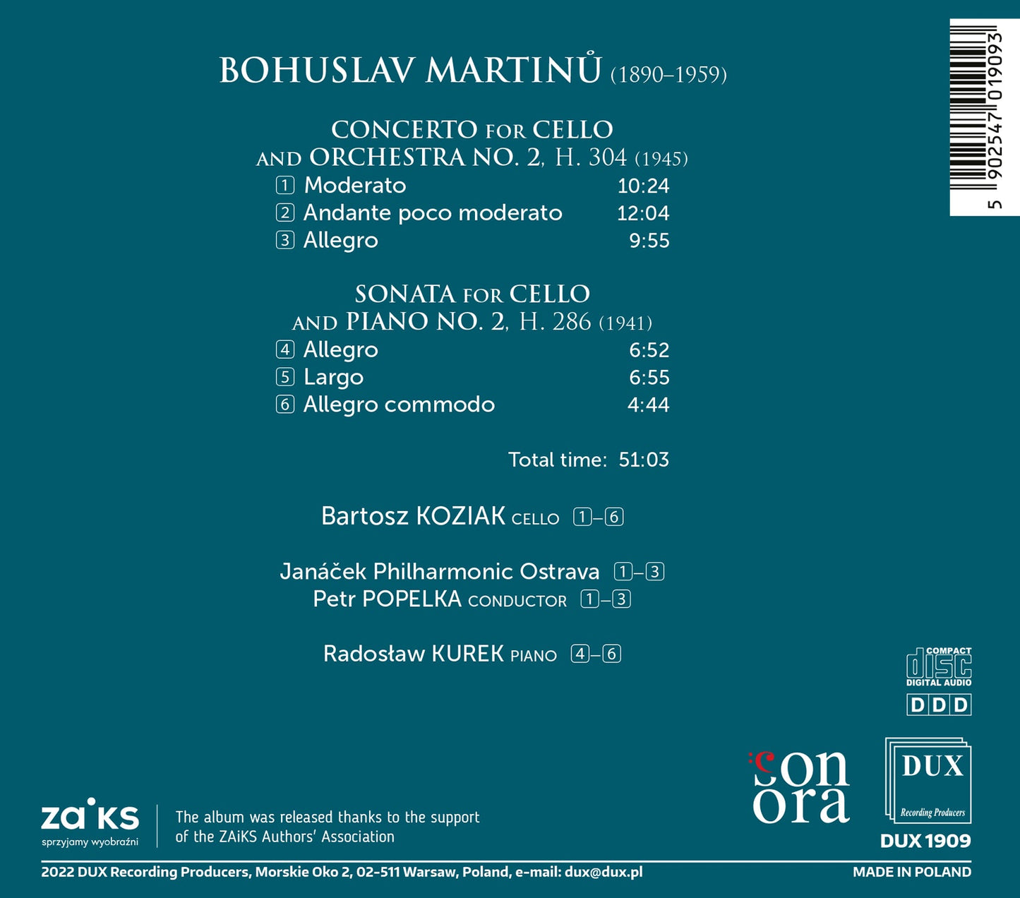 Martinů: Cello Concerto No. 2; Sonata for Cello & Piano No.