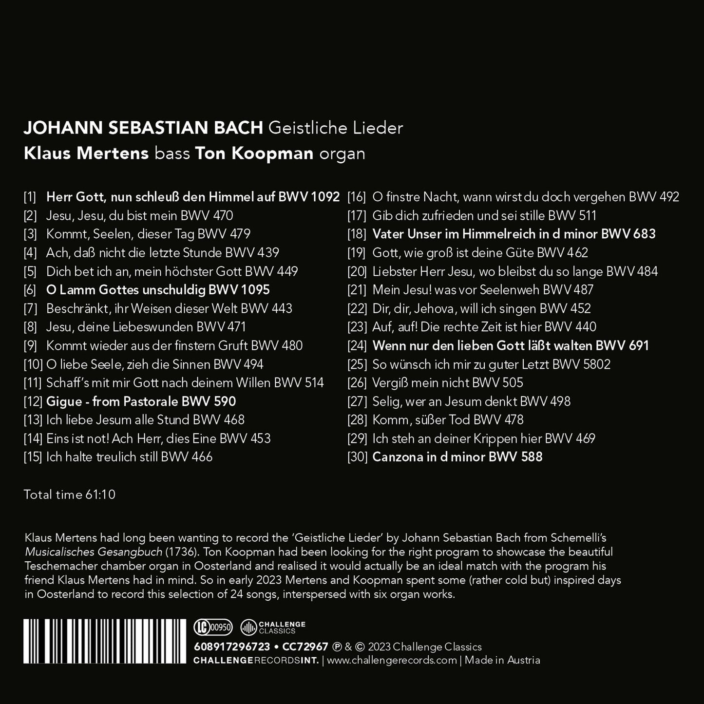 J.S. Bach: Geistliche Lieder Ton Koopman, Klaus Mertens