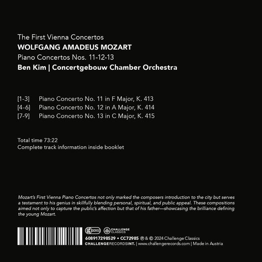 Mozart: The First Vienna Concertos; Piano Concertos Nos. 11, Ben Kim, Concertgebouw Chamber Orchestra