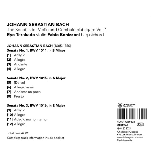 Bach: The Sonatas for Violin & Cembalo obbligato, Vol. 1
