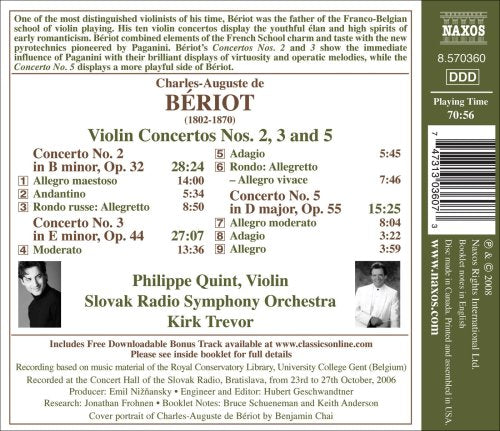 Beriot, C.-A. De: Violin Concertos Nos. 2, 3 and 5