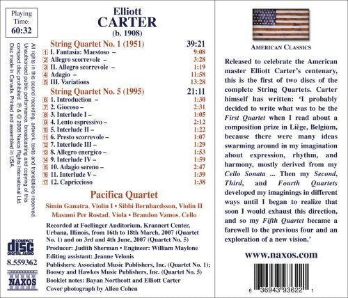Carter, E.: String Quartets Nos. 1 and 5