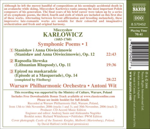 Karlowicz, M.: Symphonic Poems, Vol. 1 - Stanislaw I Anna O