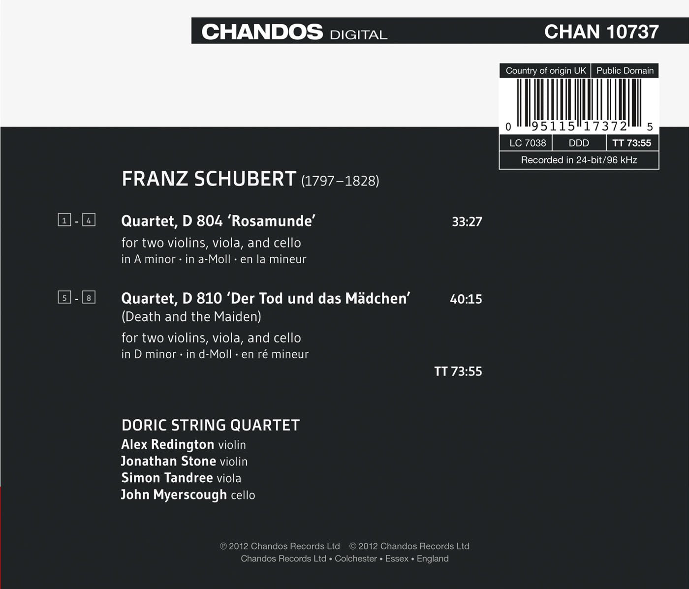 Schubert: String Quartet in A minor, 'Rosamunde' - String Qu