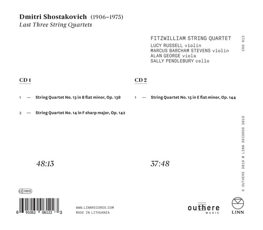 Shostakovich: Last Three String Quartets, 50th Anniversary R