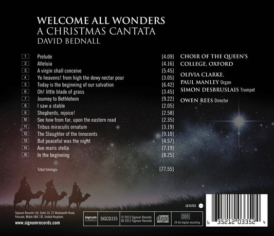 Bednall: Welcome All Wonders, A Christmas Cantata / Queen's College Choir, Oxford