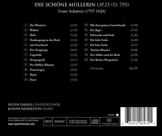 Schubert: Die Schone Mullerin Iestyn Davies, Joseph Middleton