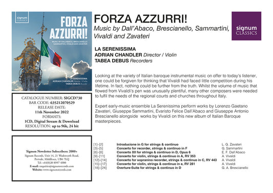 Brescianello, Dall'Abaco, Sammartini, Vivaldi & Zavateri: Fo