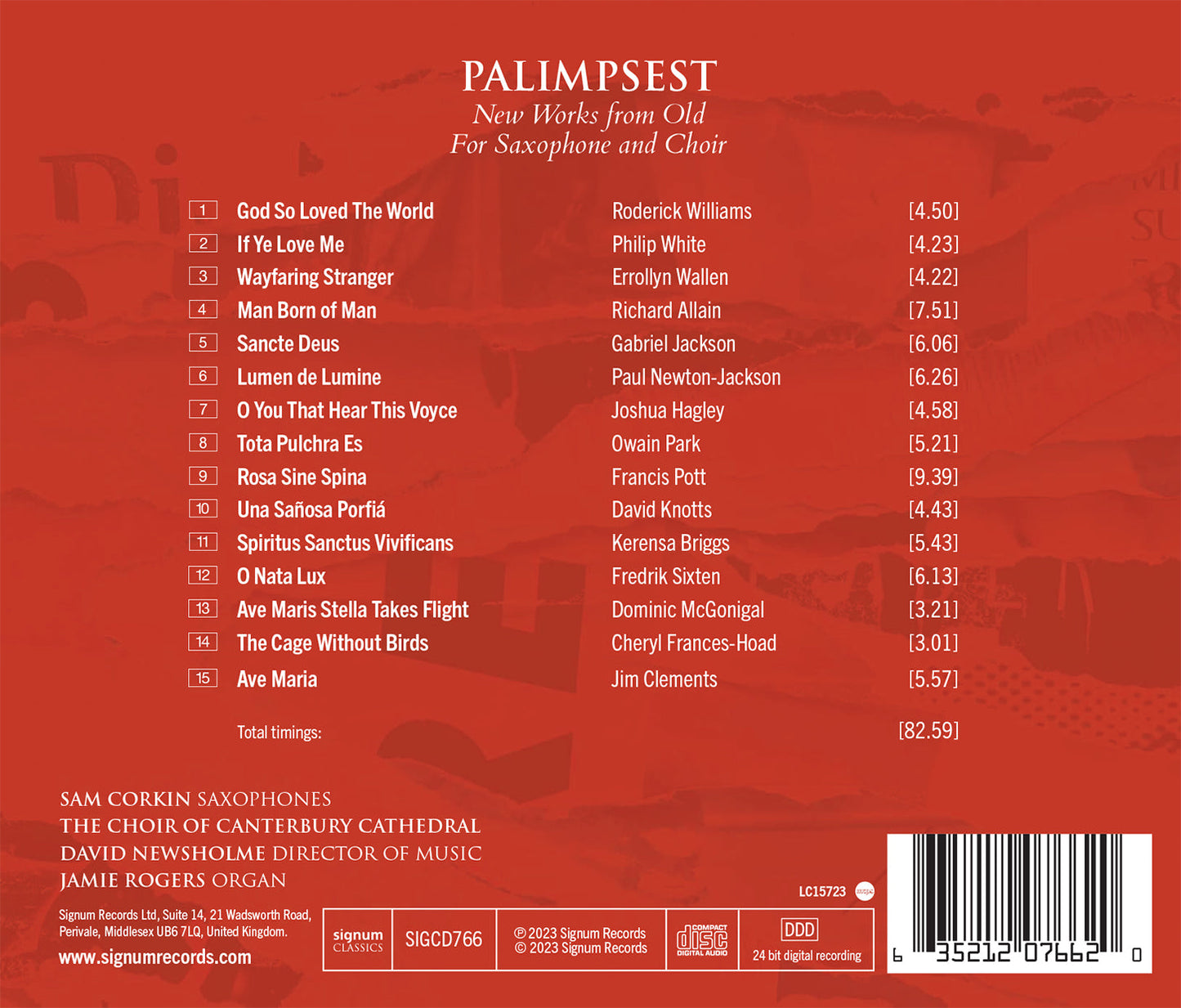 Palimpsest: New Works from Old for Saxophone and Choir