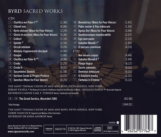 Byrd: Sacred Works / The Men & Boys Choir of Saint Thomas, Fifth Avenue, New York