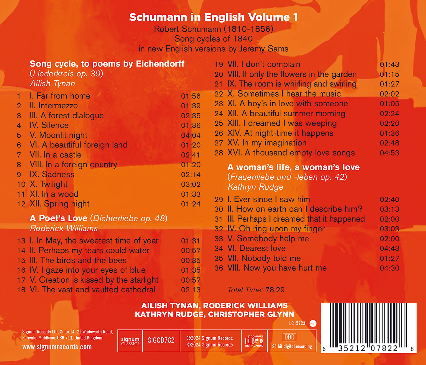 Schumann in English, Vol. 1 / Ailish Tynan; Roderick Williams