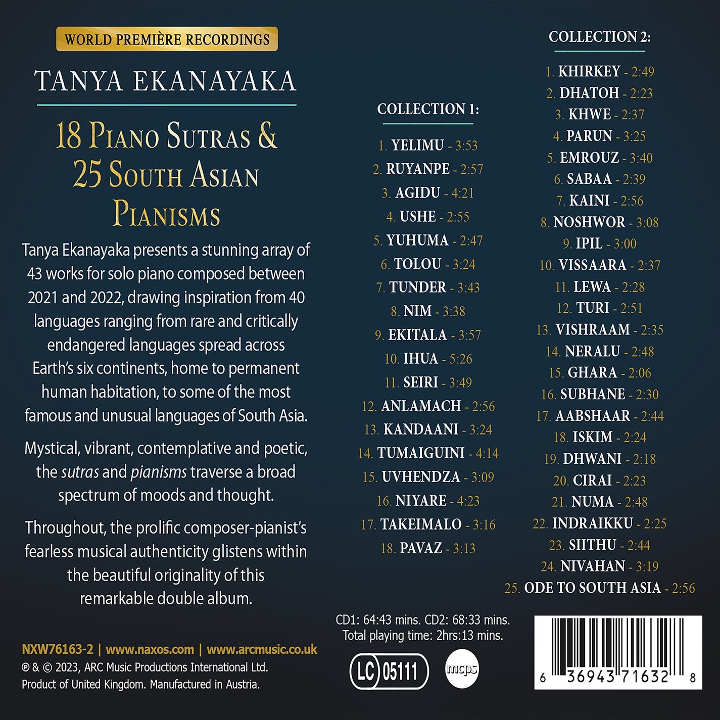 Ekanayaka: 18 Piano Sutras & 25 South Asian Pianisms