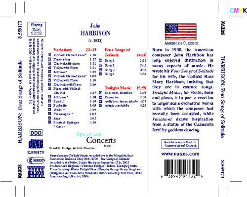 HARBISON: Four Songs of Solitude / Variations / Twilight Mus