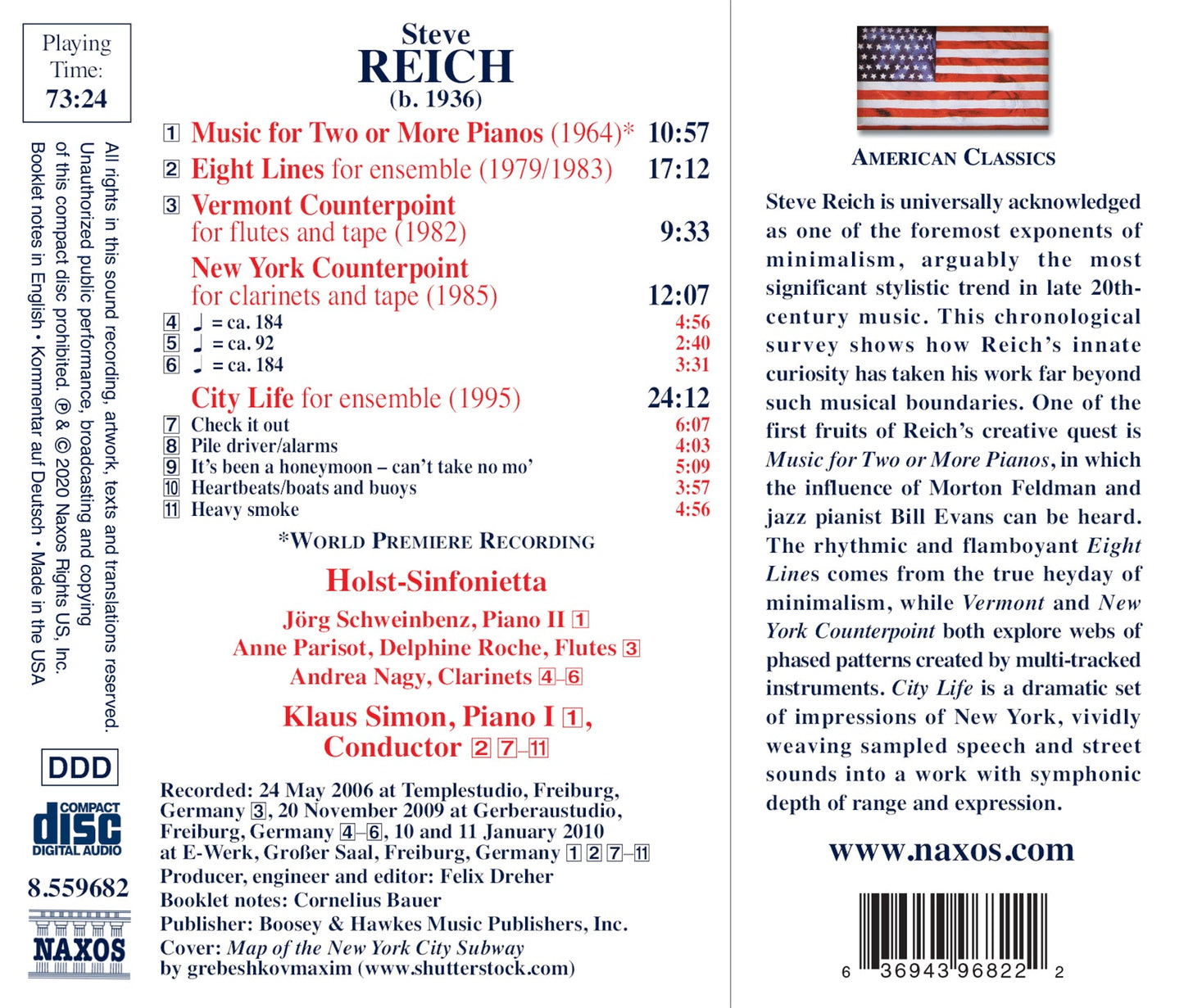 Reich: Eight Lines - City Life - Vermont Counterpoint - Musi