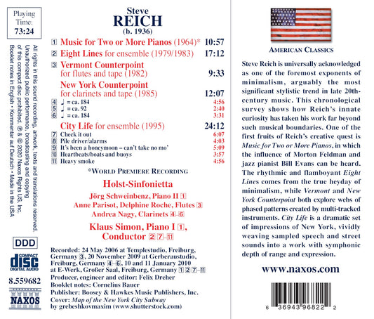 Reich: Eight Lines - City Life - Vermont Counterpoint - Musi