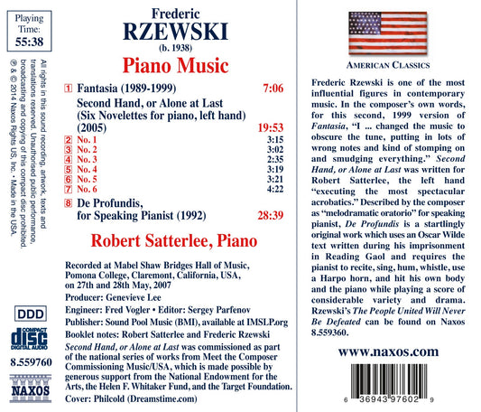 Rzewski: Piano Music