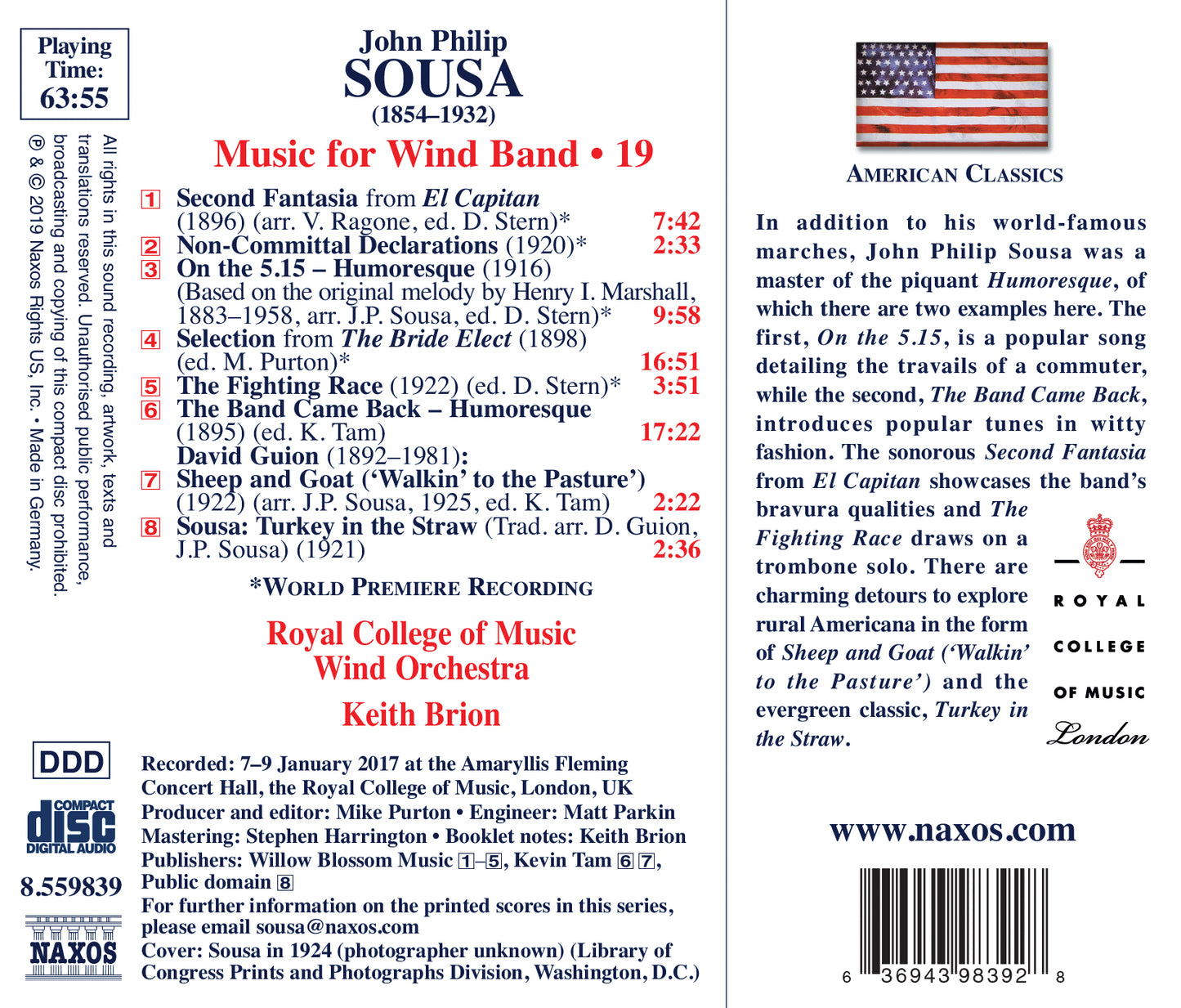 Sousa: Music For Wind Band, Vol. 19