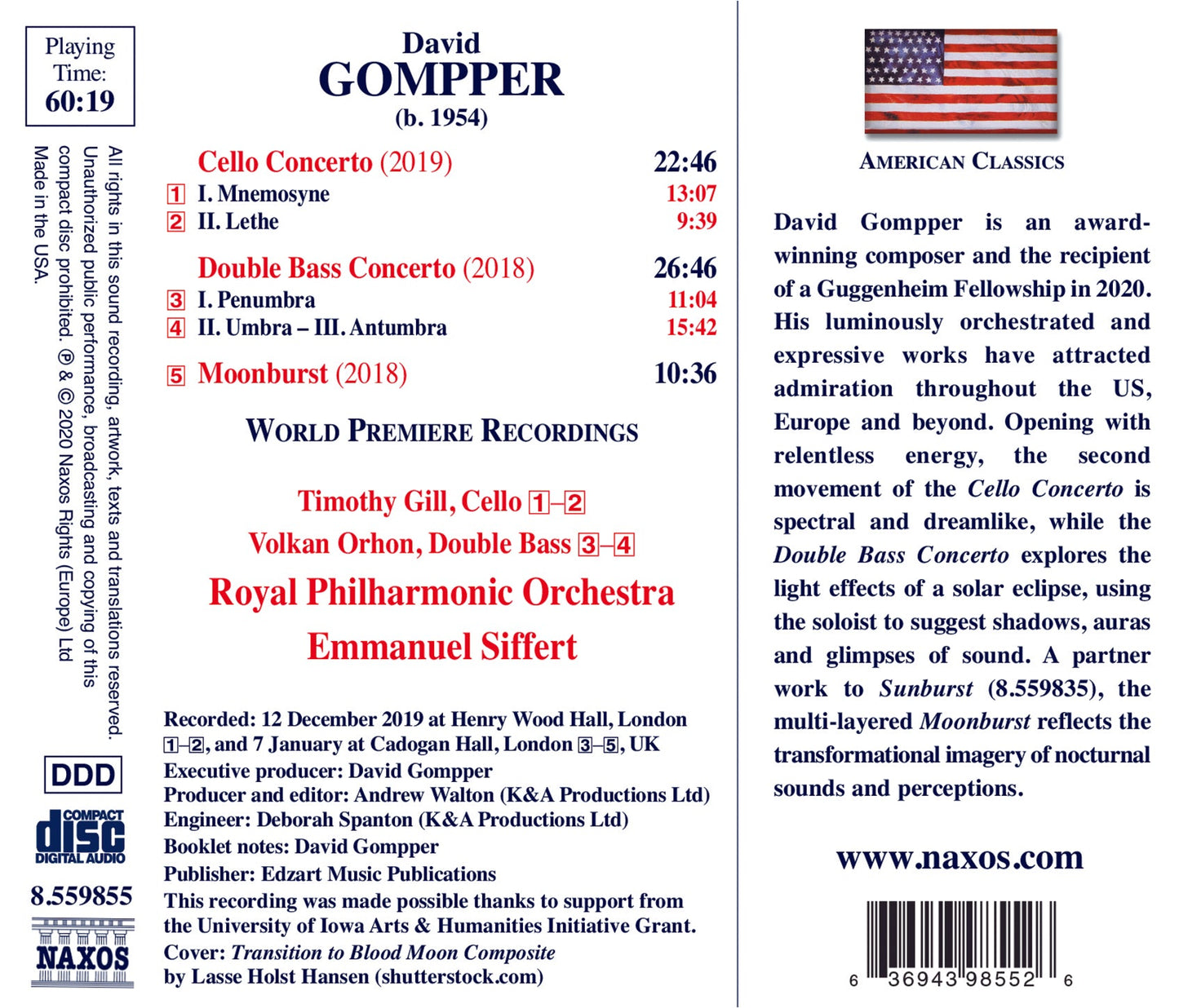 Gompper: Cello Concerto - Double Bass Concerto - Moonburst
