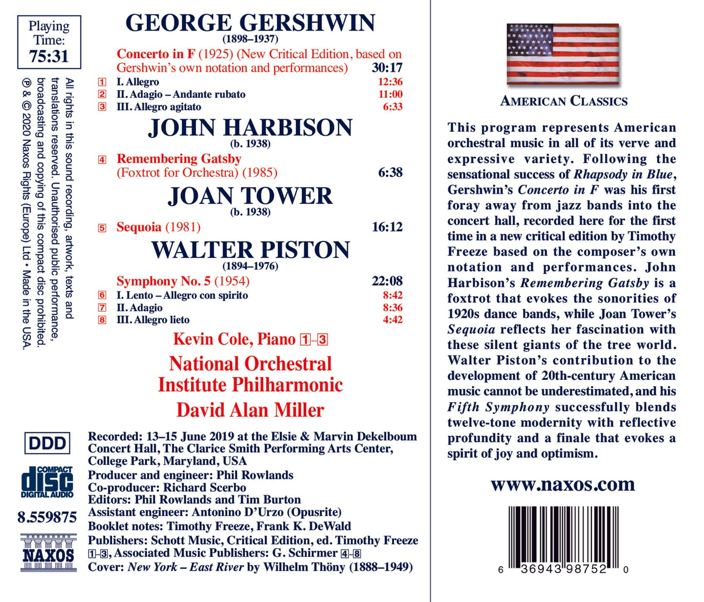 Gershwin: Concerto In F - Tower - Piston - Harbison: Orchest