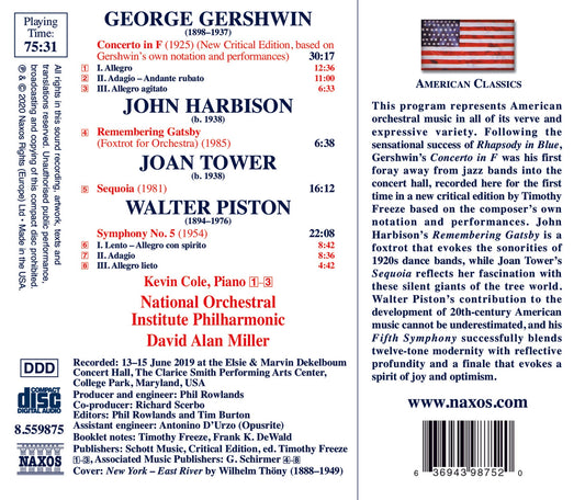 Gershwin: Concerto In F - Tower - Piston - Harbison: Orchest