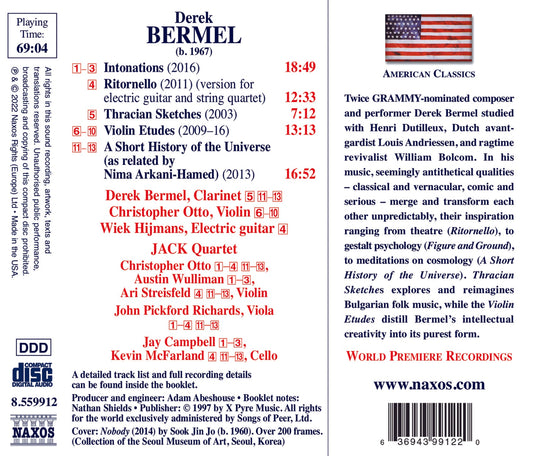 Bermel: Intonations - Music For Clarinet & Strings Jack Quartet, Derek Bermel, Wiek Hijmans, Christopher Otto