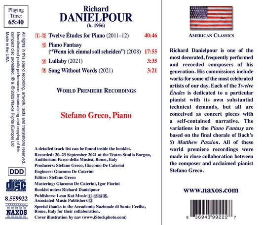 Danielpour: 12 Etudes For Piano; Piano Fantasy; Lullaby; Son Stefano Greco