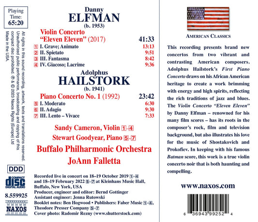 Elfman: Violin Concerto "Eleven Eleven"; Hailstork: Piano Co