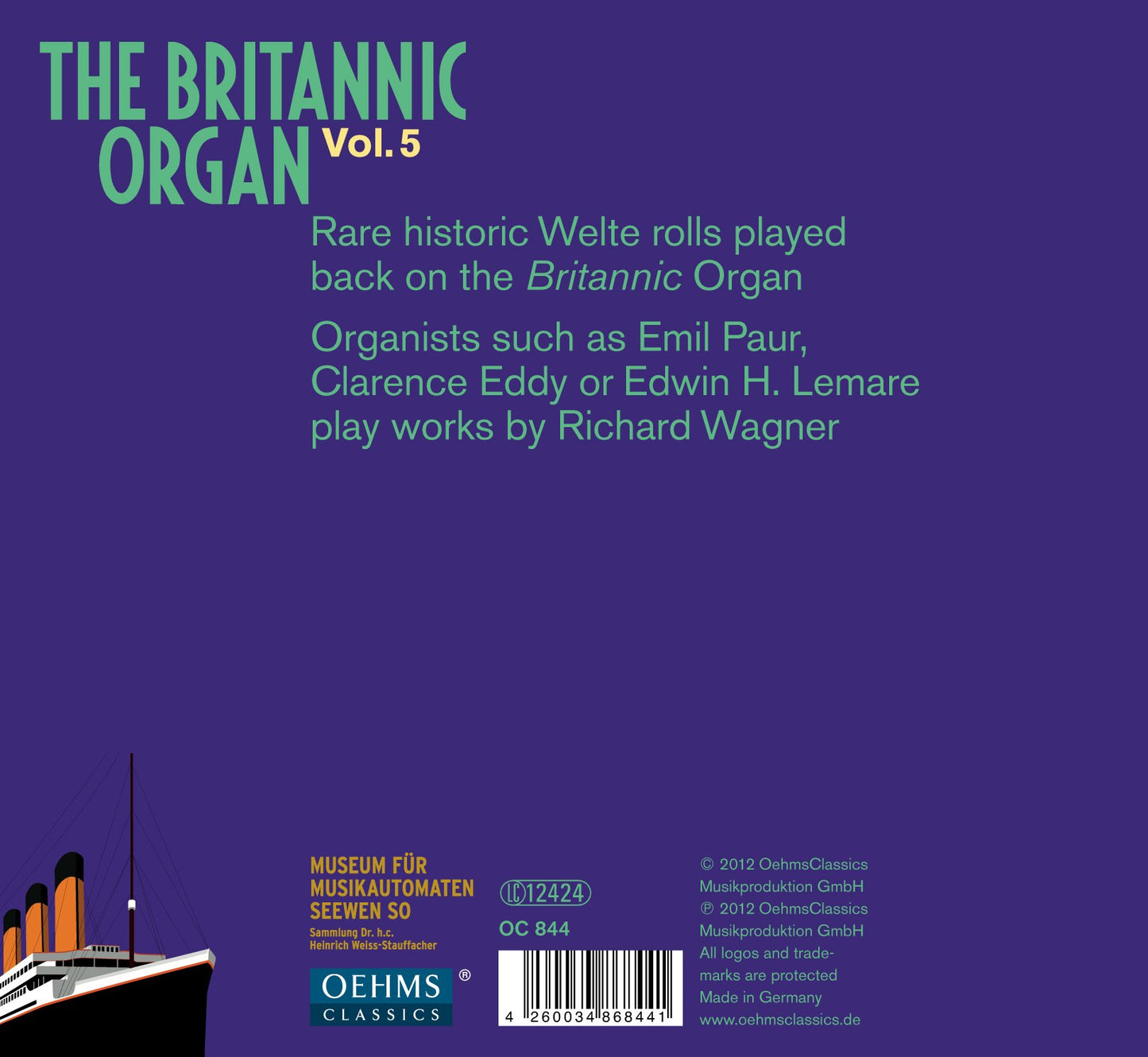 The Britannic Organ, Vol. 5: Richard Wagner on Welte