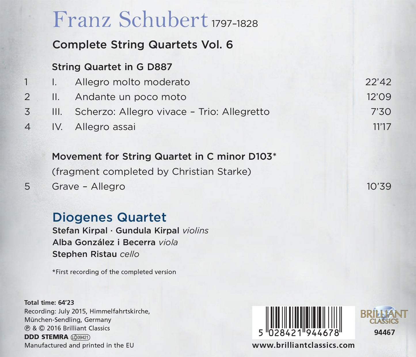 Schubert: Complete String Quartets, Vol. 6