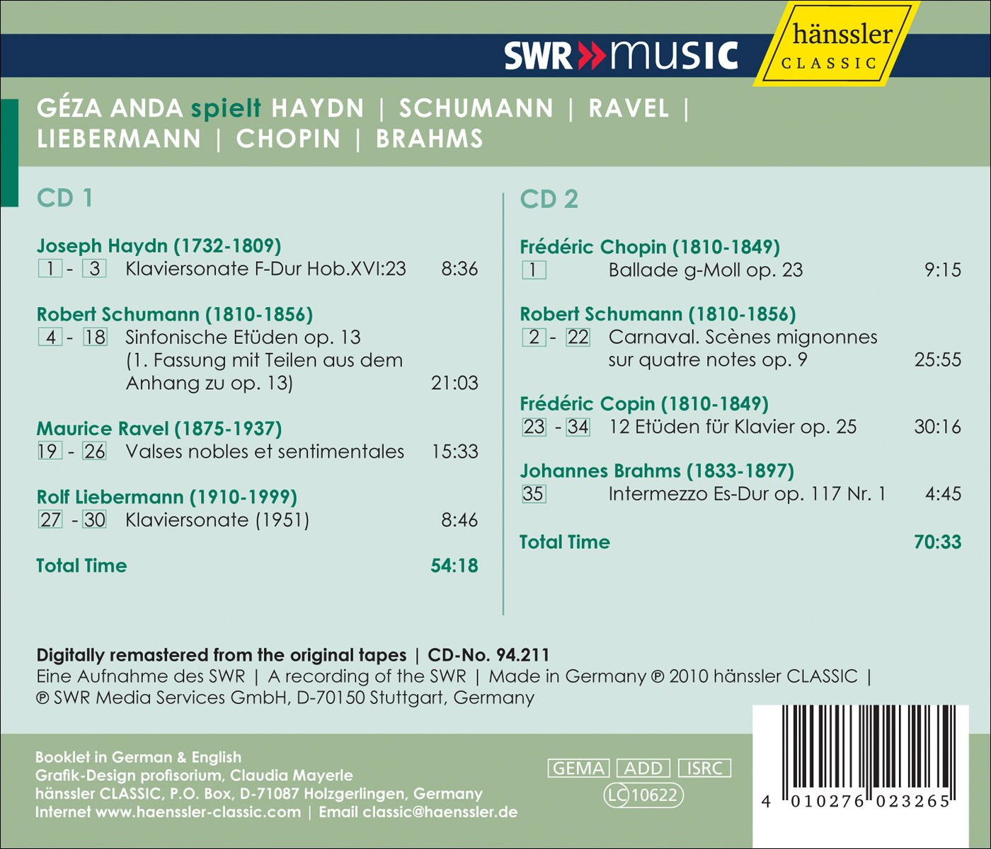 Geza Anda plays Solo Recitals (1950-1955)