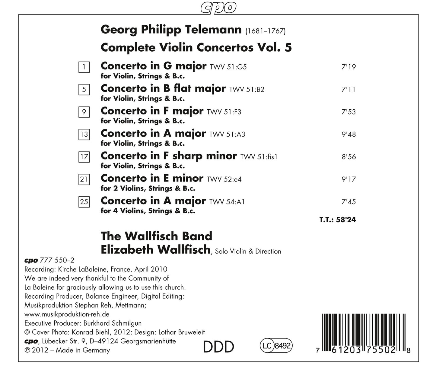 Telemann: Complete Violin Concertos, Vol. 5