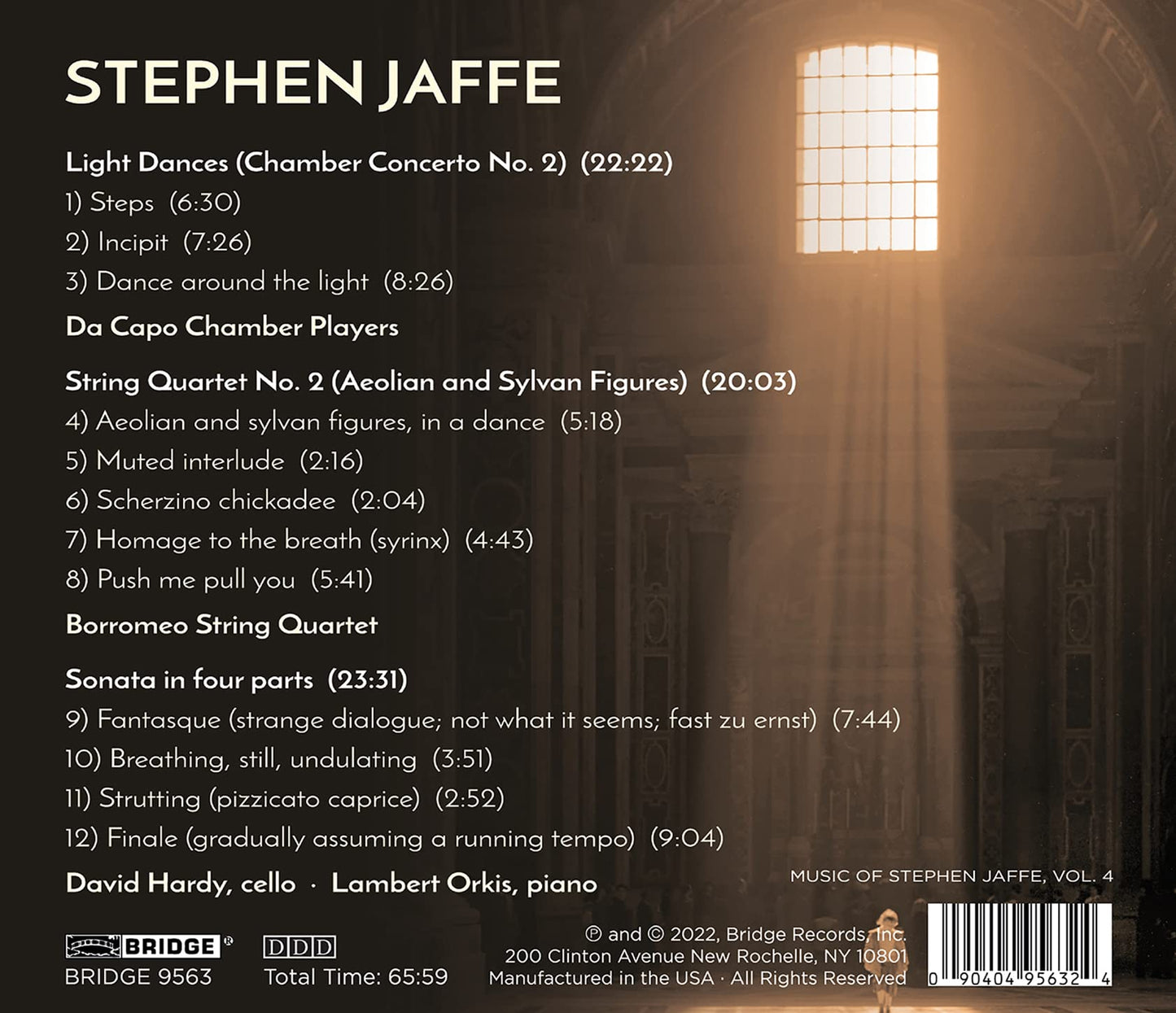 The Music Of Stephen Jaffe, Vol. 4 Da Capo Chamber Players, Borromeo String Quartet, David Hardy, Lambert Orkis