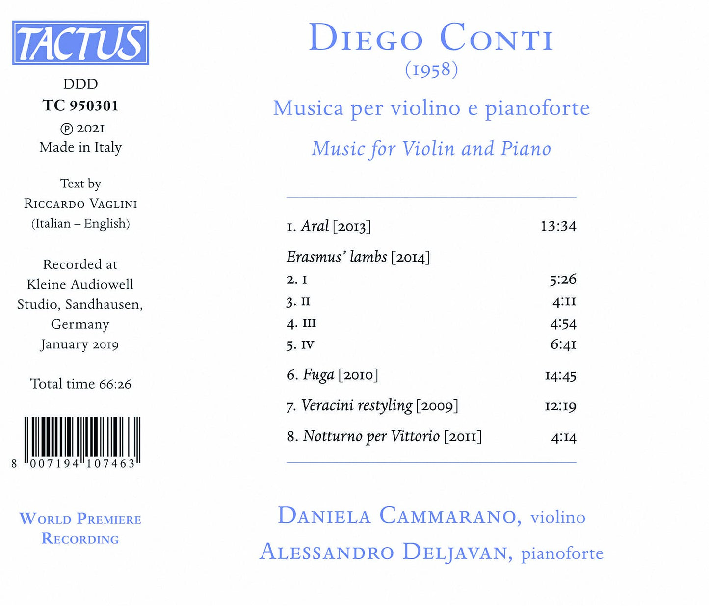 Conti: Musica per violino e pianoforte