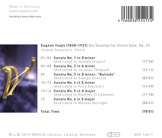 Ysaÿe: 6 Sonatas for Solo Violin, Op. 27