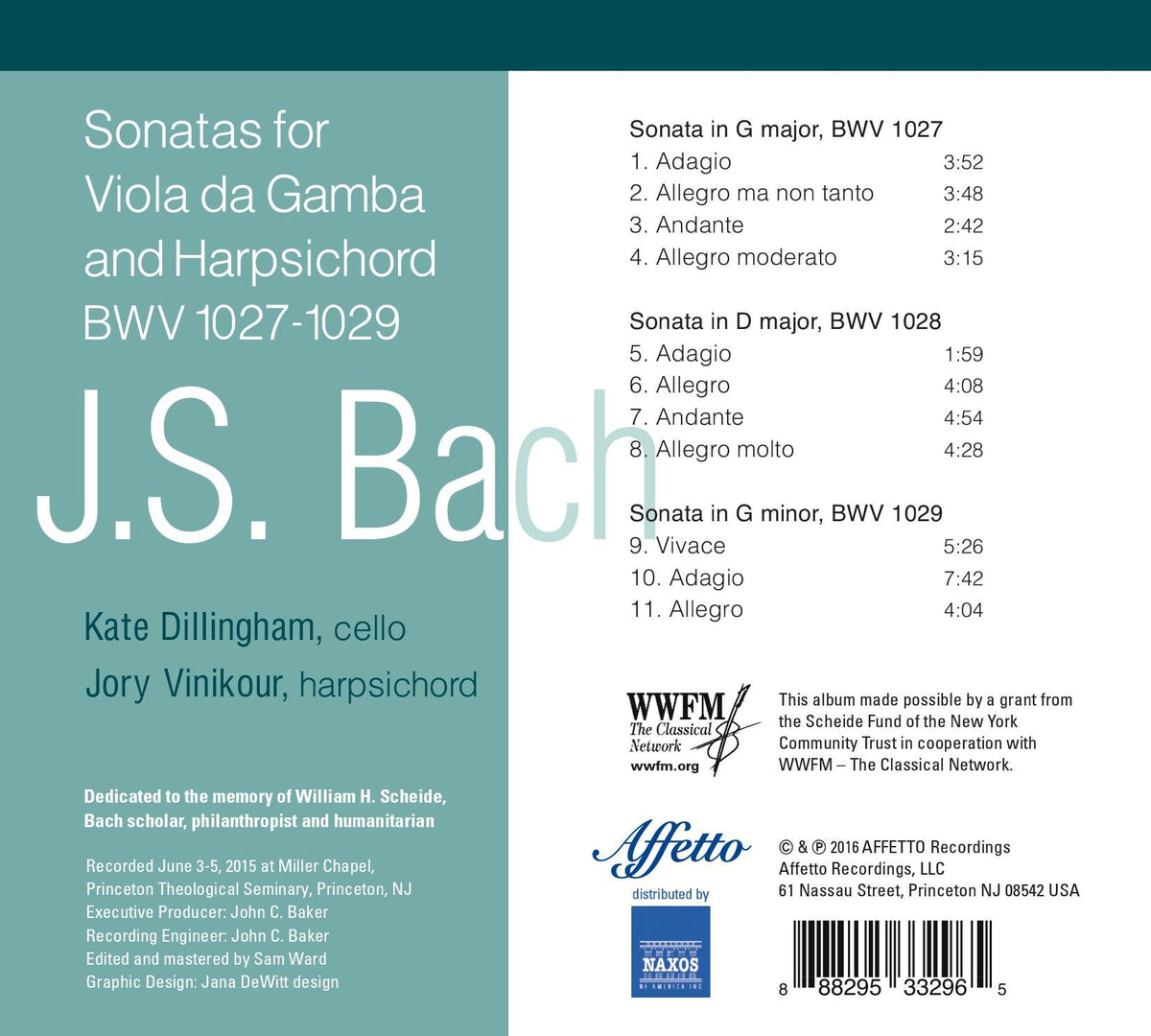 J.S. Bach: Sonatas for Viola da gamba & Harpsichord, BWV 102