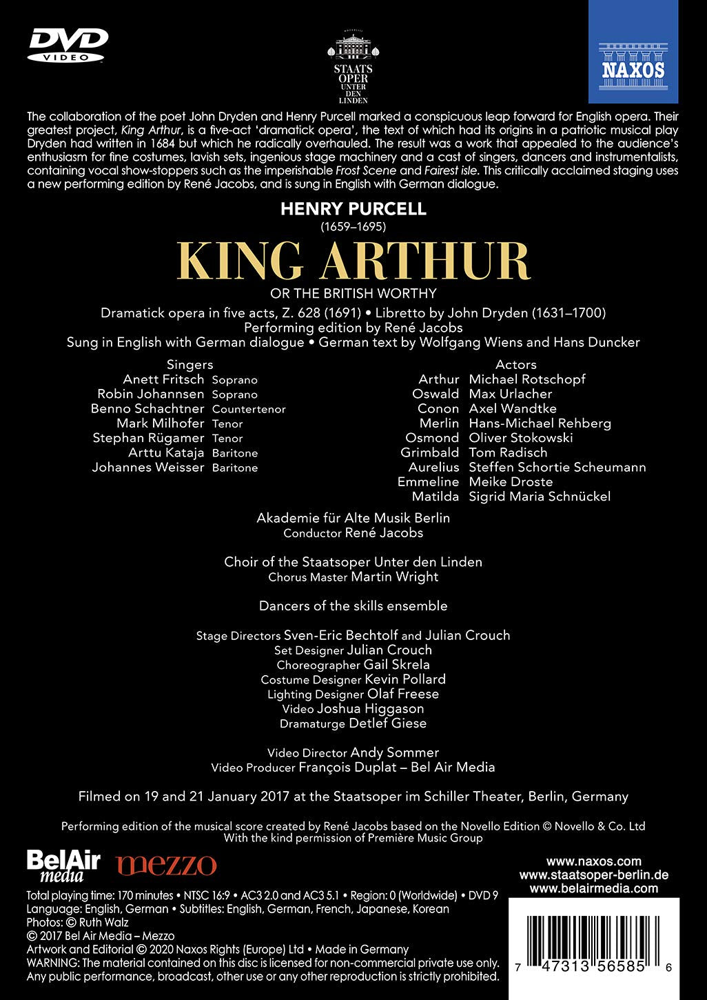 Purcell: King Arthur (Sung in English with German dialogue)