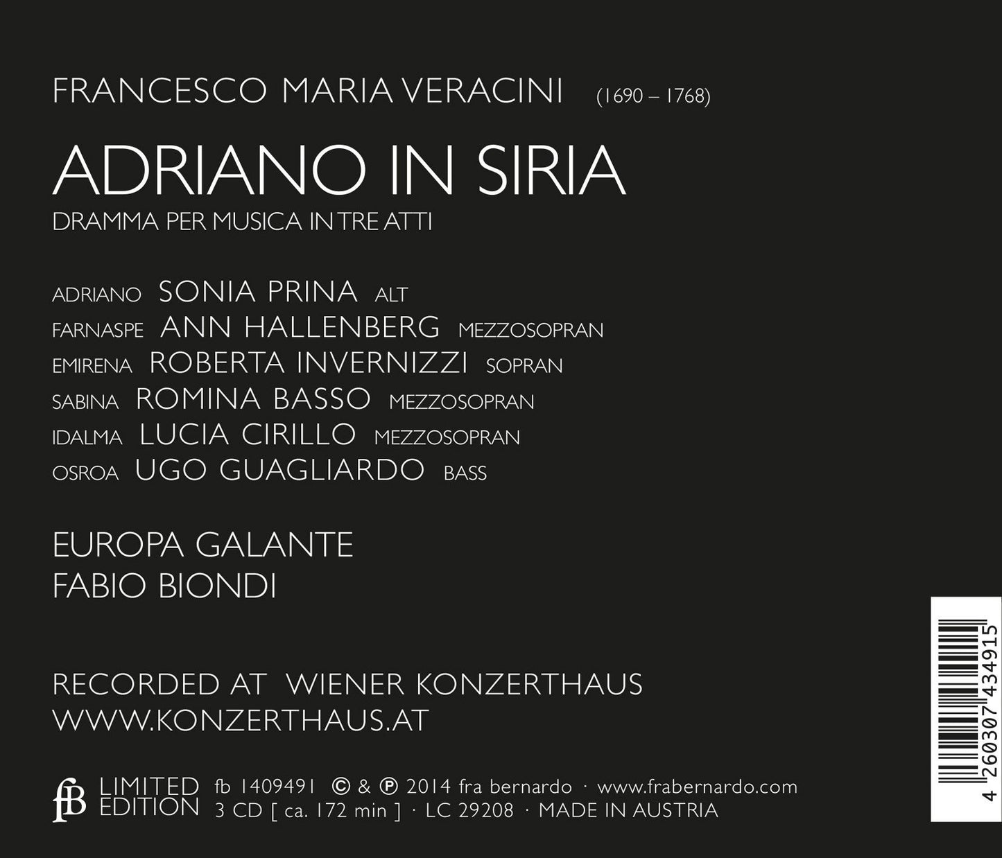 Veracini: Adriano in Siria