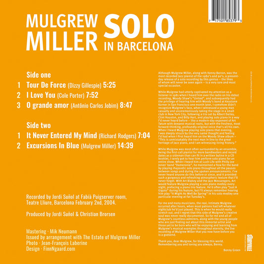 Gillespie, Porter, Jobim, Rodgers & Miller: Solo In Barcelon Mulgrew Miller (LP)