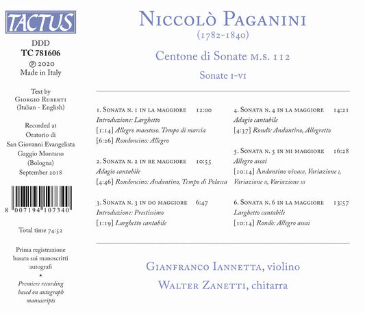 Paganini: Centone di Sonate M.S. 112 - Sonate I-VI